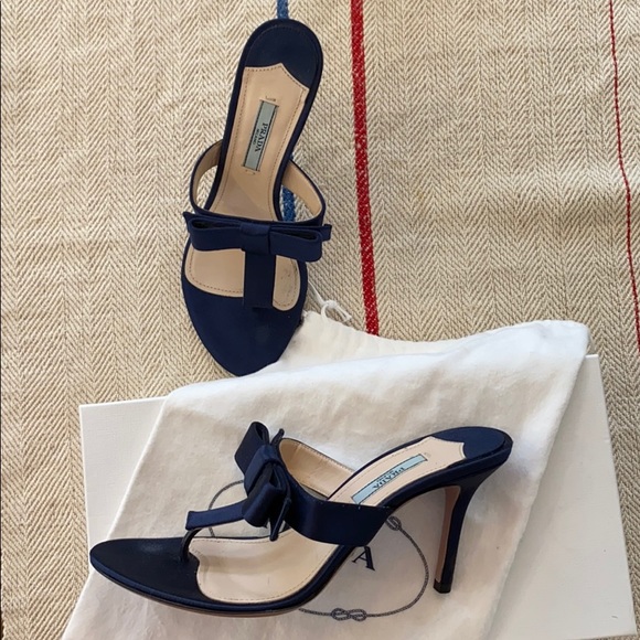 Navy blue Prada high heel sandals, 36.5, worn once - Picture 2 of 6